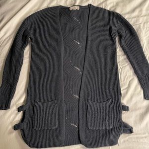 Gray open cardigan sweater